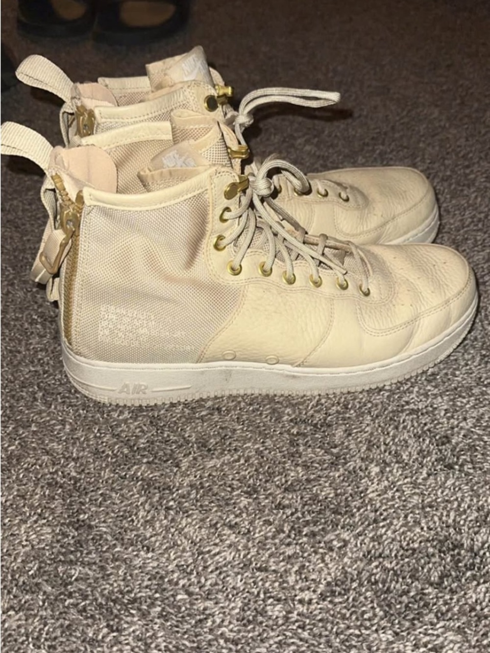 Nike Cream High-Top Sneakers with Gold Hardware